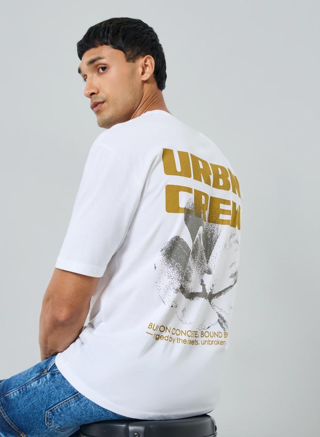 Styli Men White Graphic Print Oversized T-Shirt - Image 5